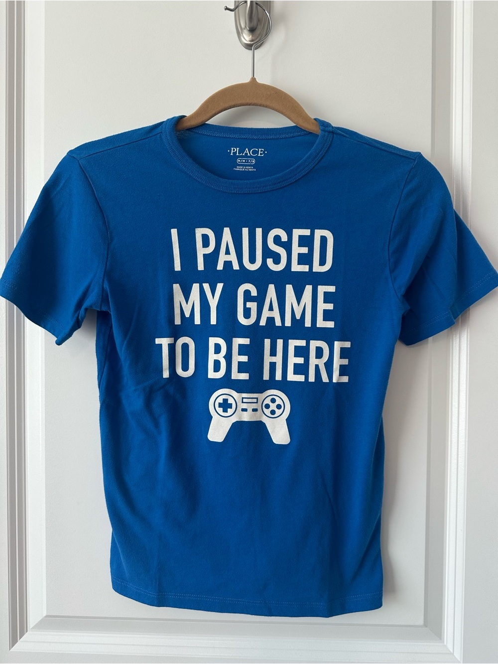 The Children's Place Royal Blue Graphic Tee with White Game Print